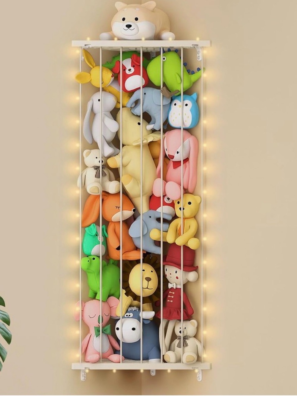 Corner Stuffed Animal Storage organizer  Net - Stuffed Animals Holder with Light